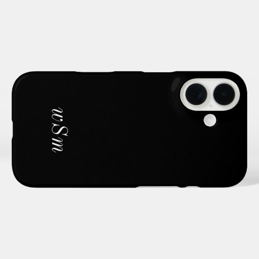 Moderne Zwarte Witte Monogram Naam Case-Mate iPhone Case (Achterkant (horizontaal))