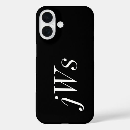 Moderne Zwarte Witte Monogram Naam Case-Mate iPhone Case (Achterkant)