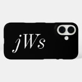 Moderne Zwarte Witte Monogram Naam Case-Mate iPhone Case (Achterkant (horizontaal))