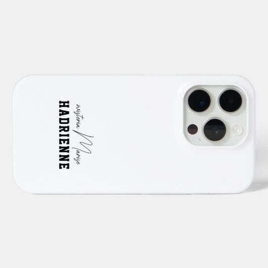 Moderne Zwarte Witte Monogram Naam Case-Mate iPhone Case (Achterkant (horizontaal))