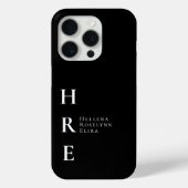 Moderne Zwarte Witte Monogram Naam Case-Mate iPhone Case (Achterkant)