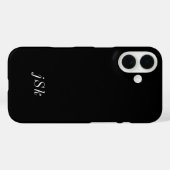 Moderne Zwarte Witte Monogram Naam Case-Mate iPhone Case (Achterkant (horizontaal))
