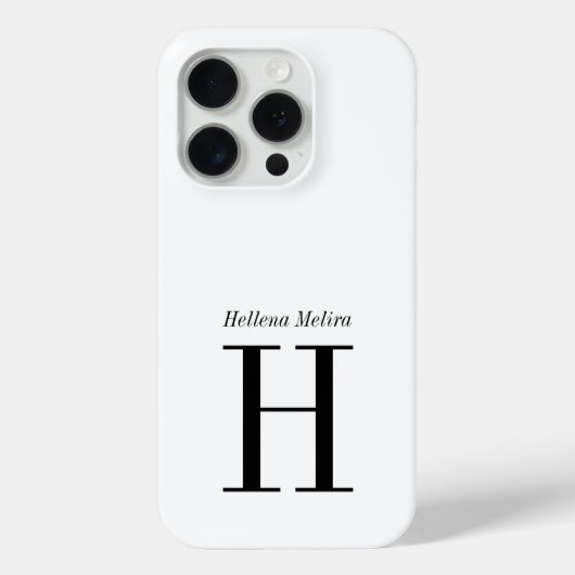 Moderne Zwarte Witte Monogram Naam Case-Mate iPhone Case (Achterkant)