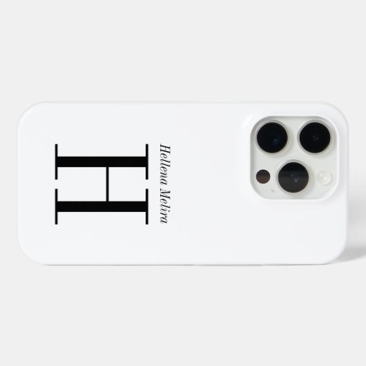 Moderne Zwarte Witte Monogram Naam Case-Mate iPhone Case (Achterkant (horizontaal))