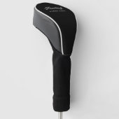 Moderne Zwarte Witte Monogram Naam Golfheadcover (Schuin)