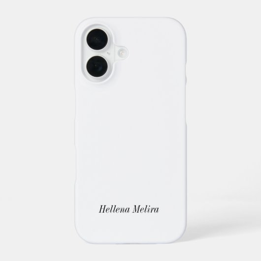 Moderne Zwarte Witte Monogram Naam iPhone 16 Hoesje (Achterkant)