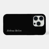 Moderne Zwarte Witte Monogram Naam iPhone Hoesje (Achterkant horizontaal)