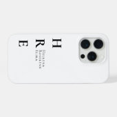 Moderne Zwarte Witte Monogram Naam iPhone Hoesje (Achterkant horizontaal)