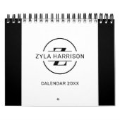 Moderne Zwarte Witte Monogram Naam Takenlijst Kalender (Hoes)
