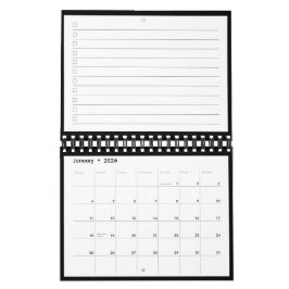 Moderne Zwarte Witte Monogram Naam Takenlijst Kalender