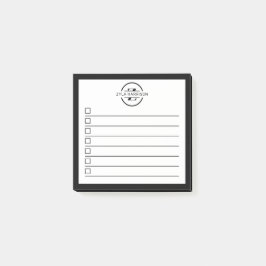 Moderne zwarte witte monogram naam takenlijst post-it® notes