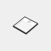 Moderne zwarte witte monogram naam takenlijst post-it® notes (Schuin)