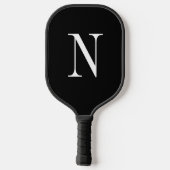 Moderne zwarte & witte monogram Pickleball-paddle Pickleball Paddle (Achterkant)