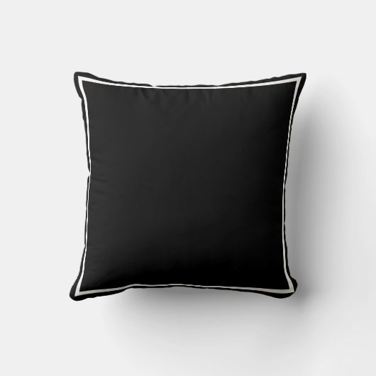 Moderne Zwarte Witte Monogram Rand Kussen (Achterkant)