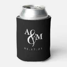 Moderne Zwarte & Witte Monogram Trouw