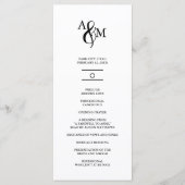 Moderne Zwarte & Witte Monogram Trouw Programmakaart (Voorkant)