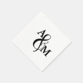 Moderne Zwarte & Witte Monogram Trouw Servet (Hoek)