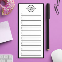 Moderne zwarte witte monogramnaam takenlijst