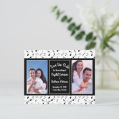 Moderne zwarte witte Muzieknoten Foto opslaan Datu Briefkaart (Staand voorkant)