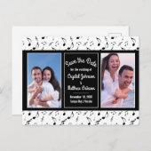 Moderne zwarte witte Muzieknoten Foto opslaan Datu Briefkaart (Voorkant / Achterkant)