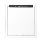 Moderne Zwarte Witte Naambord School Kantoor Notitieblok (Voorkant)