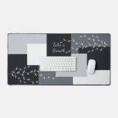 Moderne Zwarte & Witte 'Neem een Adem' Bureaumat (Keyboard & Muis)