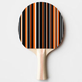 Moderne zwarte, witte, oranje streepjescode tafeltennisbatje