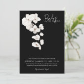 Moderne Zwarte Witte Orchidee Baby in Bloom Kaart (Staand voorkant)