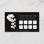 Moderne zwarte witte orchideeën bloemenbedrijf bel klantenkaartje (Achterkant)