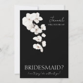 Moderne zwarte witte orchideeën zijn mijn bruidsme kaart (Voorkant)