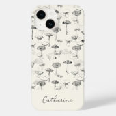 Moderne Zwarte Witte Paddenstoelen met aangepaste Case-Mate iPhone Case (Achterkant)