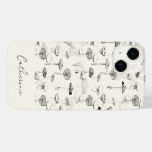 Moderne Zwarte Witte Paddenstoelen met aangepaste Case-Mate iPhone Case (Achterkant (horizontaal))