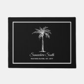 Moderne zwarte witte palmboom gepersonaliseerd deurmat (Voorkant)