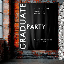 Moderne Zwarte Witte Persoonlijke Afstudeerachterg Wandkleed