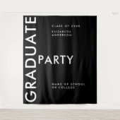 Moderne Zwarte Witte Persoonlijke Afstudeerachterg Wandkleed (Voorkant)