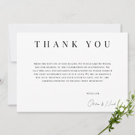 Moderne zwarte & witte persoonlijke bedankt kaart