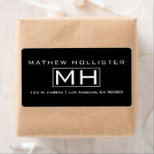 Moderne Zwarte & Witte Professionele Monogrammen Etiket (Insitu)