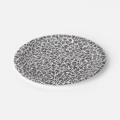 Moderne zwarte witte pushstrokes confetti patroon papieren bordje (Gekanteld)