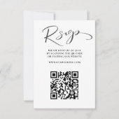 Moderne Zwarte & Witte QR Code RSVP Bruiloft Kaartje (Voorkant)