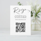Moderne Zwarte & Witte QR Code RSVP Bruiloft Kaartje (Staand voorkant)