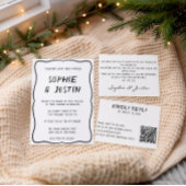 Moderne Zwarte & Witte QR Code Trouwkaart RSVP Kaartje