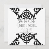 Moderne Zwarte Witte Rollen Save the Date Kaart (Voorkant)