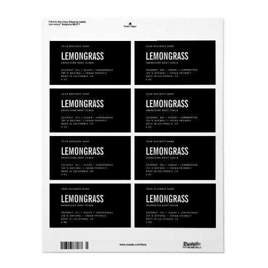 Moderne zwarte witte rommel schrobt productlabel etiket (Full Sheet)