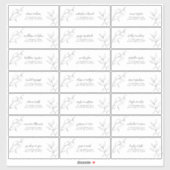 Moderne Zwarte Witte Script Botanische Gastenadres Sticker (Vel)