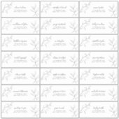 Moderne Zwarte Witte Script Botanische Gastenadres Sticker (Voorkant)