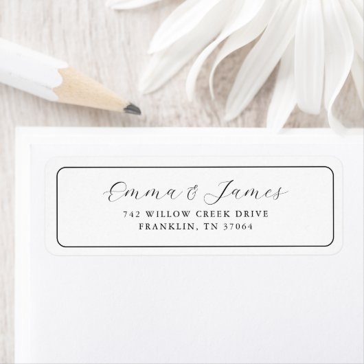 Moderne Zwarte & Witte Script Bruiloft Etiket (Insitu)