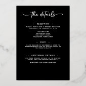 Moderne Zwarte Witte Script Foto Minimaal Huwelijk Folie Uitnodiging (Achterkant)