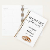 Moderne Zwarte & Witte Script met Ringen Trouwen Planner (Display)