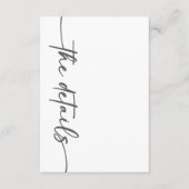 Moderne Zwarte Witte Script Minimale Trouwdetails Informatiekaartje (Voorkant)