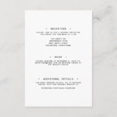 Moderne Zwarte Witte Script Minimale Trouwdetails Informatiekaartje (Achterkant)
